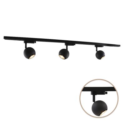 Sistema de trilho de luz monofásico de metal preta, Alco