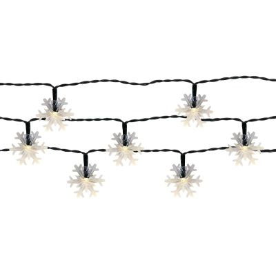 Luminária de jardim solar em formato de floco de neve com 50 LEDs brancos quentes.
