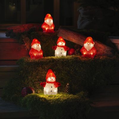 3 Papais Noéis de LED e 2 bonecos de neve de LED, para uso interno e externo.
