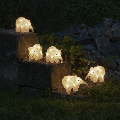 5 elefantes de LED, para uso interno e externo.