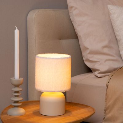 Candeeiro de mesa vintage bege, Woolly, com interruptor