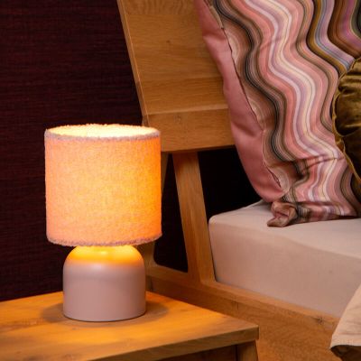 Candeeiro de mesa vintage rosa, Woolly, com interruptor
