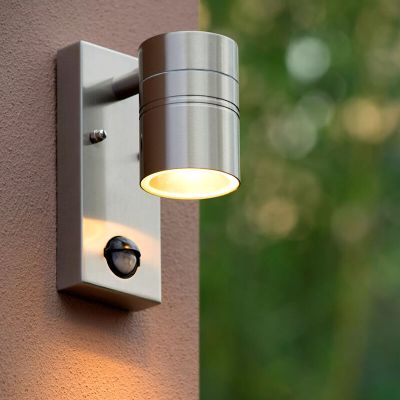 Candeeiro de parede exterior com sensor de movimento moderno cromo, Arne, IP44