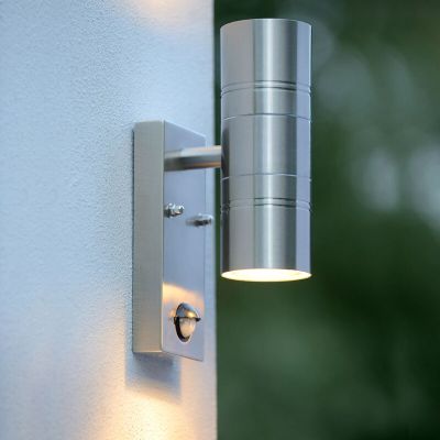 Candeeiro de parede exterior com sensor de movimento moderno cromo, Arne, IP44