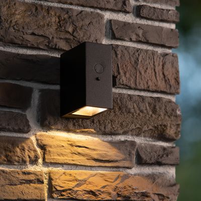 Candeeiro de parede exterior solar moderno preto, Bolton, 1W, LED 3000K, IP54