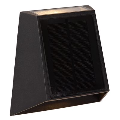 Candeeiro de parede exterior solar moderno preto, Luton, 1W, LED 2700K, IP54