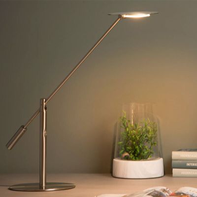 Candeeiro de secretaria moderno cromo, Anselmo, 9W, LED 3000K, com dimmer tátil