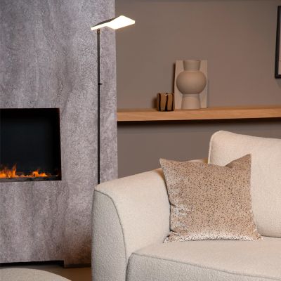Candeeiro de leitura de pé moderno preto, Aaron, 12W, LED 2700K, com dimmer tátil