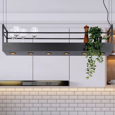 Candeeiro suspenso rústico preto, Miravelle