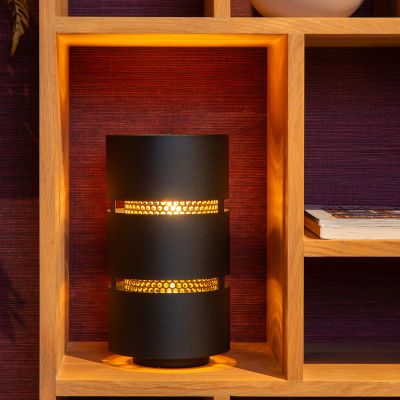 Candeeiro de mesa moderno preto, Rosas, com interruptor