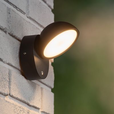 Candeeiro de parede exterior com sensor crepuscular moderno preto, Finn, 12W, LED 3000K, IP54