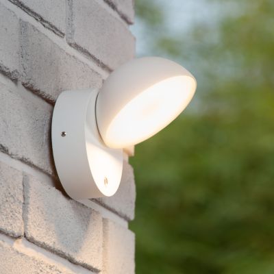 Candeeiro de parede exterior com sensor crepuscular moderno branco, Finn, 12W, LED 3000K, IP54