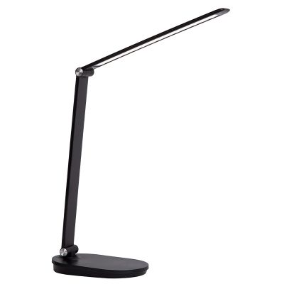 Candeeiro de secretaria moderno preto, Aldwin, 8W, LED ajustável de branco quente a branco frio, com dimmer tátil