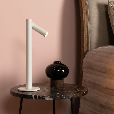 Candeeiro de mesa recarregável moderno branco, Antrim, 2,2W, LED 2700K, IP54, com dimmer tátil