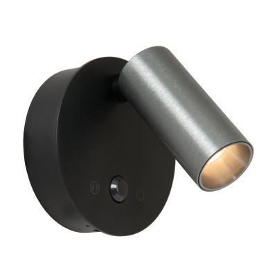Candeeiro de parede recarregável moderno cinzento, Toni, 2W, LED white switch, com dimmer tátil