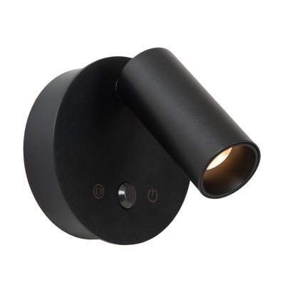 Candeeiro de parede recarregável moderno preto, Toni, 2W, LED white switch, com dimmer tátil