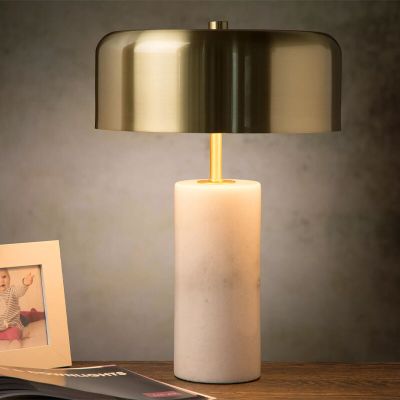 Candeeiro de mesa de mármore branco, Mirasol, com interruptor