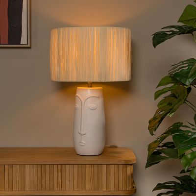 Candeeiro de mesa de cerâmica branco, Viso, com interruptor