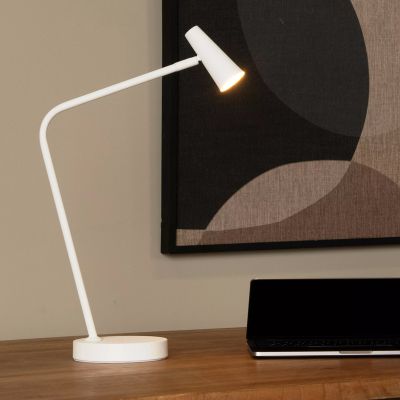Candeeiro de mesa recarregável moderno branco, Stirling, 3W, LED 2700K, com dimmer tátil
