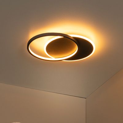 Plafon moderno preto, Axelle, 24W, LED 2700K, regulável em 3 níveis
