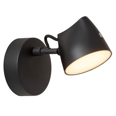 Aplique de parede rústico preto, Milne, 6W, LED 2700K, com dimmer tátil