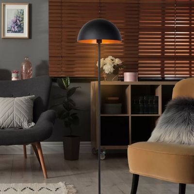 Candeeiro de pé moderno preto, Siemon, com interruptor