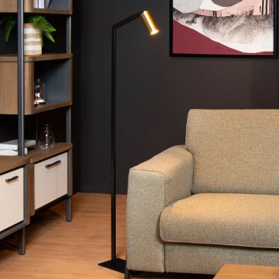 Candeeiro de pé moderno preto, Sybil, com interruptor