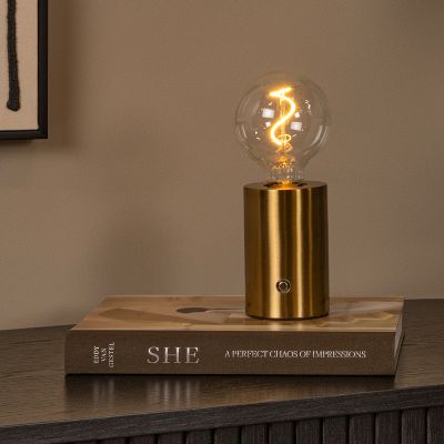 Candeeiro de mesa recarregável moderno latão, Vivo, com dimmer tátil