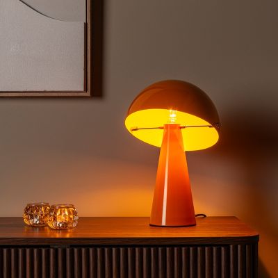 Candeeiro de mesa retrô laranja, Barone, com interruptor