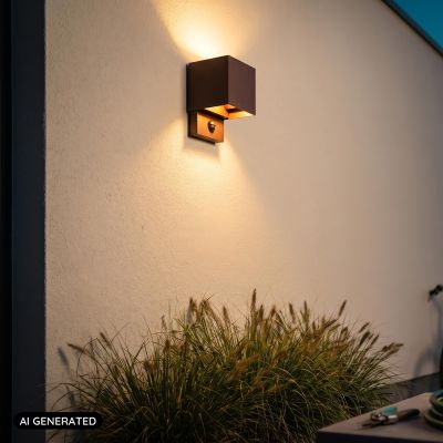 Candeeiro de parede exterior com sensor de movimento moderno cor de ferrugem, Tadzio, 7W, LED 4000K, IP65