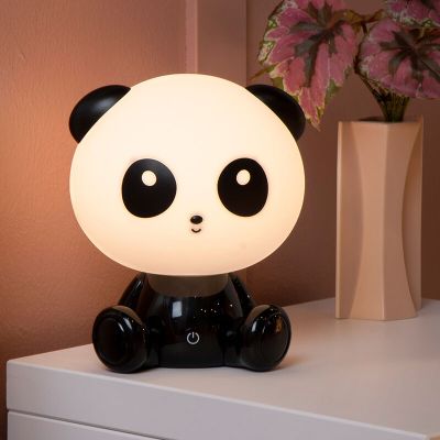 Candeeiro de mesa quarto infantil de plástico preto, Dodo Panda, 3W, LED 4000K, com dimmer tátil
