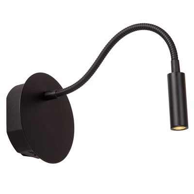 Candeeiro de cabeceira moderno preto, Jolijn, 2W, LED 3000K, com interruptor