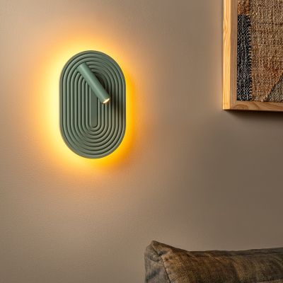 Aplique de parede moderno verde, Carmino, 9,8W, LED 2700K, com interruptor