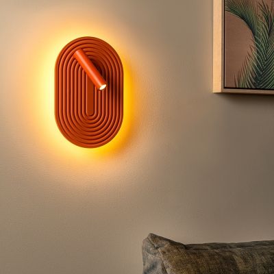 Aplique de parede moderno laranja, Carmino, 12W, LED 2700K, com interruptor