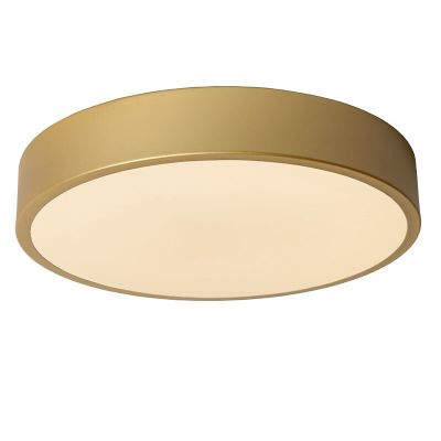 Plafon moderno dourado, Unar, 18W, LED 2700K, regulável em 3 níveis