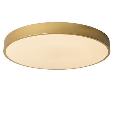 Plafon moderno dourado, Unar, 36W, LED 2700K, regulável em 3 níveis