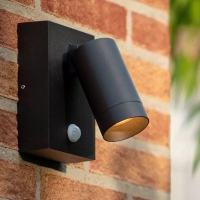 Candeeiro de parede exterior com sensor de movimento moderno preto, Taylor, IP54