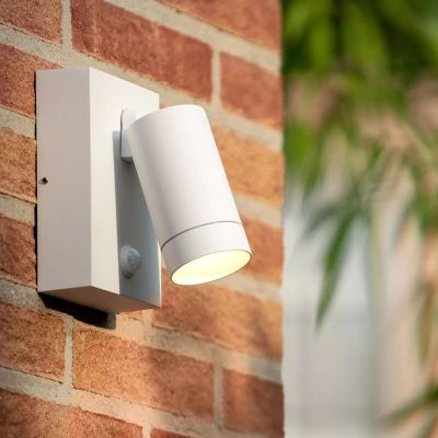 Candeeiro de parede exterior com sensor de movimento moderno branco, Taylor, IP54