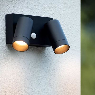 Candeeiro de parede exterior com sensor de movimento moderno preto, Taylor, IP54