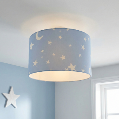 Plafon quarto infantil de tecido azul, Stars