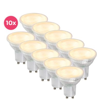Pacote com 10 lâmpadas LED GU10 transparentes e dimerizáveis ​​Antonie, 5 W, branco quente.