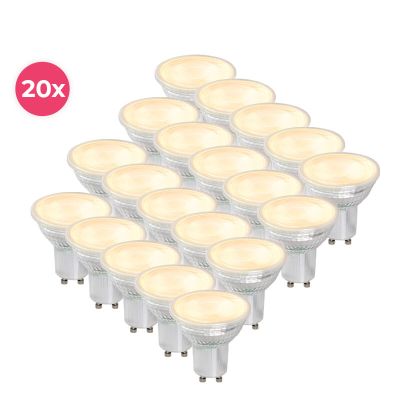 Pacote com 20 lâmpadas LED GU10 transparentes e dimerizáveis ​​Antonie, 5 W, branco quente.
