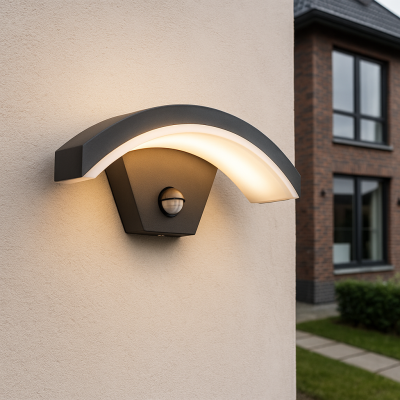 Candeeiro de parede exterior com sensor de movimento preto moderno, Annemay, 6W, LED 3000K, IP54