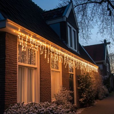 Luz de gelo conectável de 2 m, cabo preto, IP67, 70 cm de altura - Branco quente