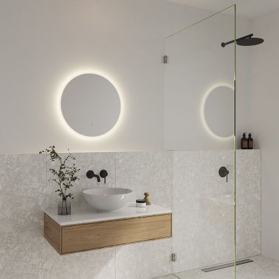Espelho com iluminação moderno cinzento, Dovina, 20W, LED 4000K, IP44, com interruptor