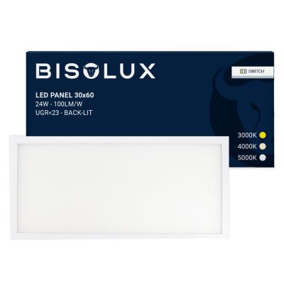 Painel LED 60x30 cm - 100 lm/W - UGR<23 - Branco ajustável - Retroiluminado