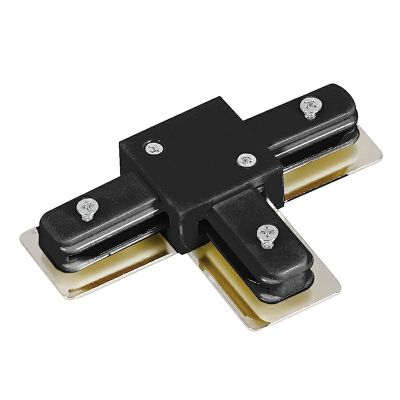 Conector em T para iluminação de trilho monofásica, preto