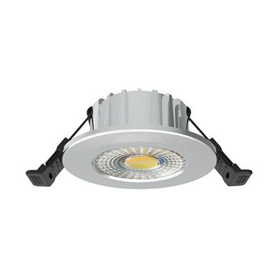 Luminária de embutir prateada em alumínio, Hobie, 6W, LED com interruptor branco, IP65