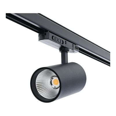 Refletor trifásico preto em alumínio, Rozina, 10W/20W/30W, LED com interruptor branco
