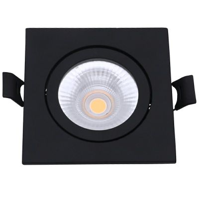 Luminária de embutir preta em alumínio, Loura, 6W, LED com interruptor branco, IP65